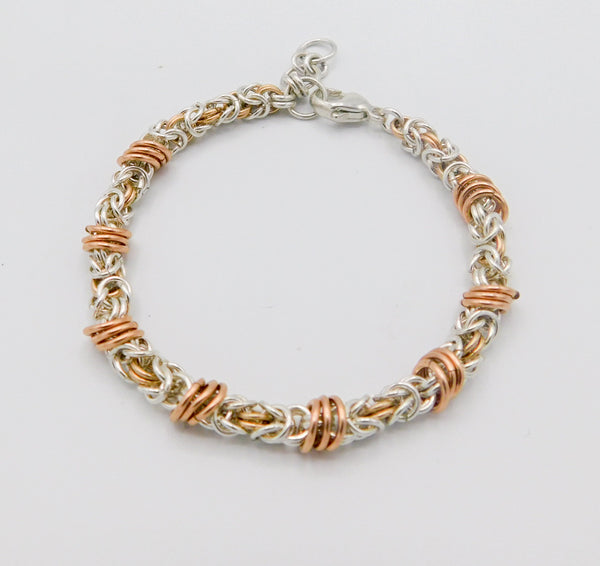 Sterling Byzantine with Rose Gold Filled Floating Orbits