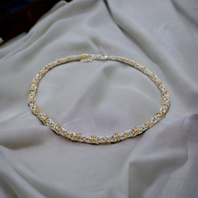 Sterling Byzantine with 14ktgf Floating Obit Rings